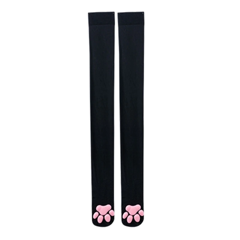 

70cm Thigh High Socks with 3D Kitten Claw Comfortable for Cat Paw Pad Socks for Girls Women for Cat Cosplay