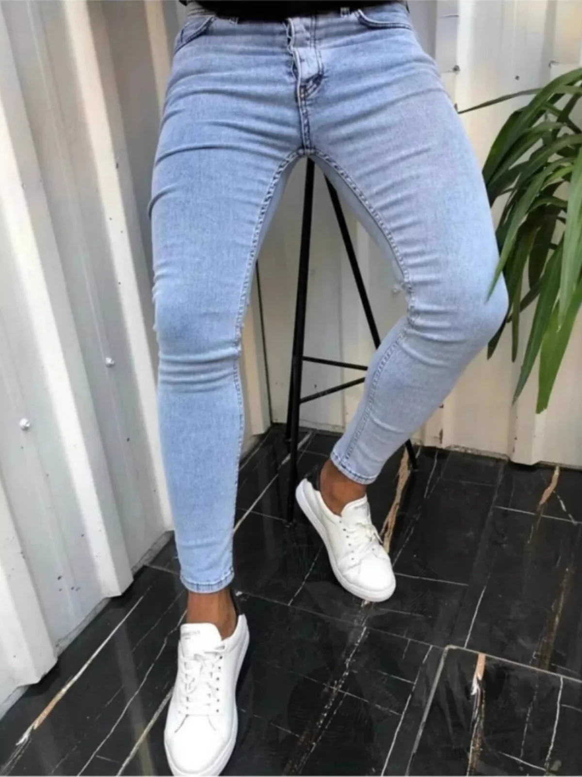 

Мужские джинсы слим-фит 2025: Новинка, простые, с перфорацией, повседневные, удлиненные, на молнии, средняя посадка...