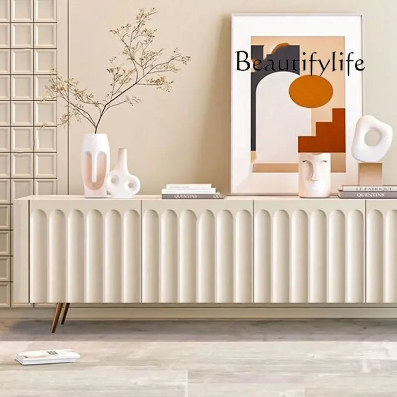 Y French Cream Wind Solid Wood TV Cabinet Living Room Small Apartment Floor Storage Locker Integrated Light Luxury