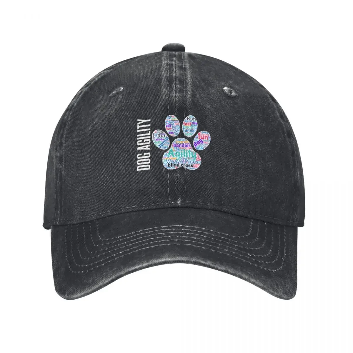 

Dog agility lover - Dog agility word cloud in shape of paw Baseball Cap Streetwear black Baseball For Men Women's