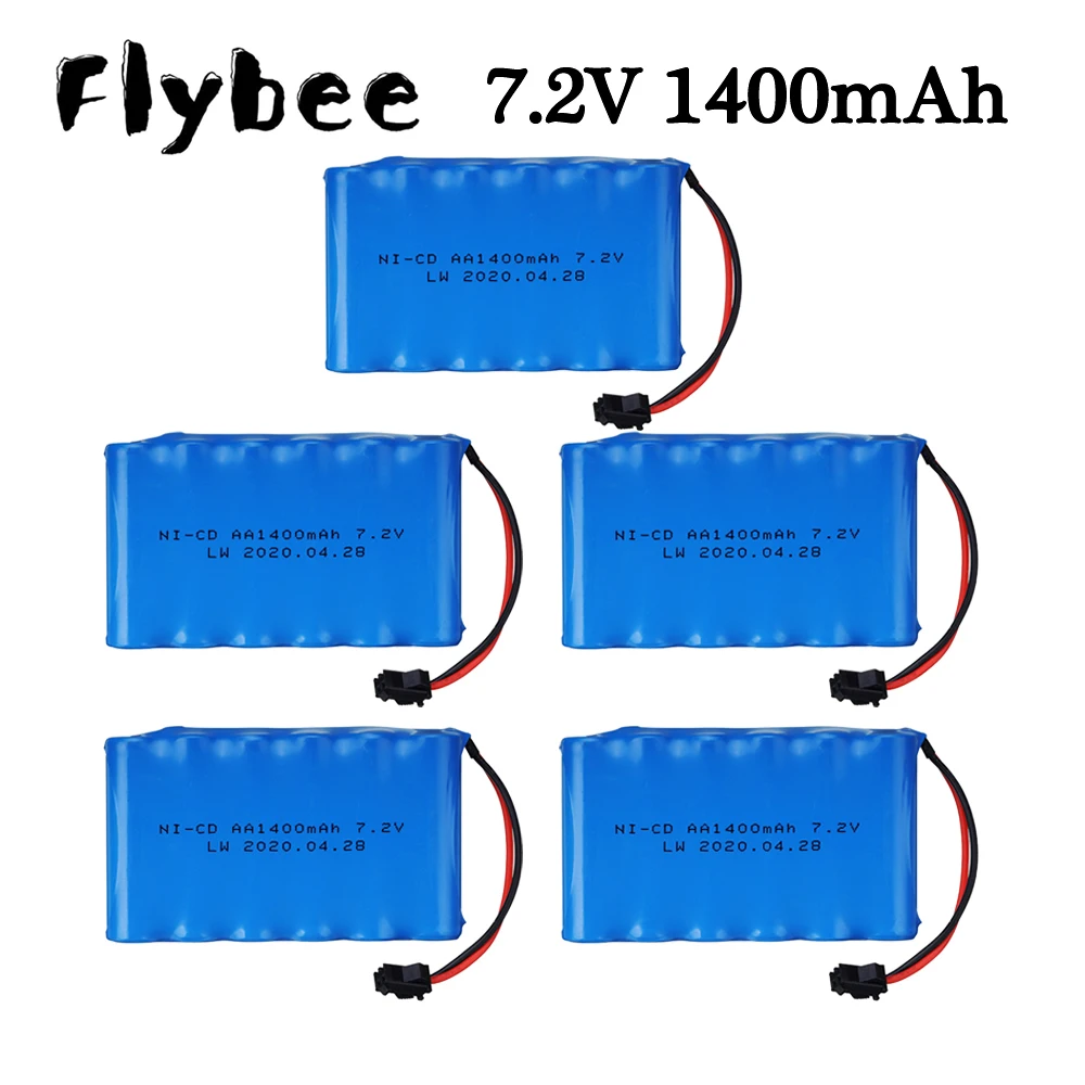 (SM Plug) 7.2v 1400mah NiCD Battery For RC toys Car Tanks Trains Robot Boat Gun Ni-CD AA 700mah 7.2v Rechargeable Battery 1-5PCS