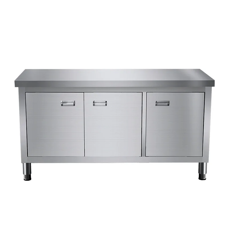 Commercial Open-door Stainless Steel Workbench 304 Workbench Kitchen Storage Cabinet
