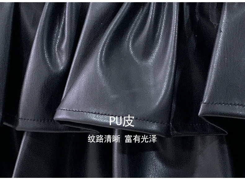 Nerazzurri Summer Autumn Soft Black Pu Leather Mini Tiered Pleated Skirt Women Lace Up Short Luxury Designer Punk Style Clothes