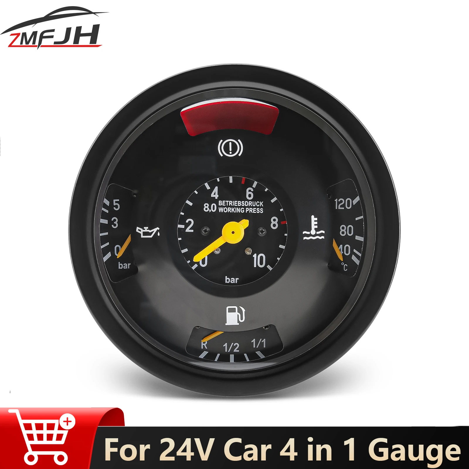 

24V 4 in 1 Car Oil Pressure Meter Water Temp Gauge Fuel Level Gauge For Car Truck Assembly Combination Meter 0025405847
