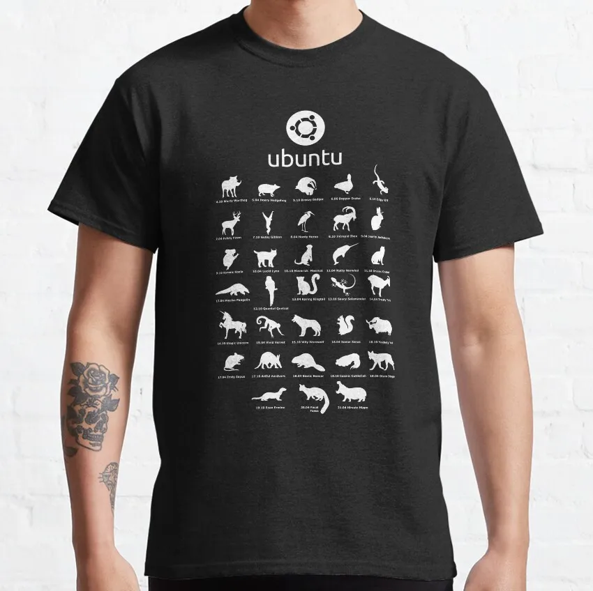 Funny Ubuntu Linux Releases pets fan art T-Shirts for Men O Neck 100% Cotton Distro Linux Debian Short Sleeve Printed Clothes