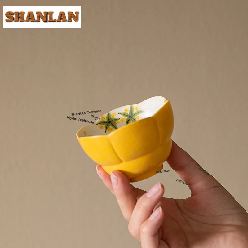 Hand-painted Osmanthus Teacup Zen Tea Bowl Sample Tea Cup Tea-tasting Meditation Cup Jianzhan Master Cups Teaware Decoration