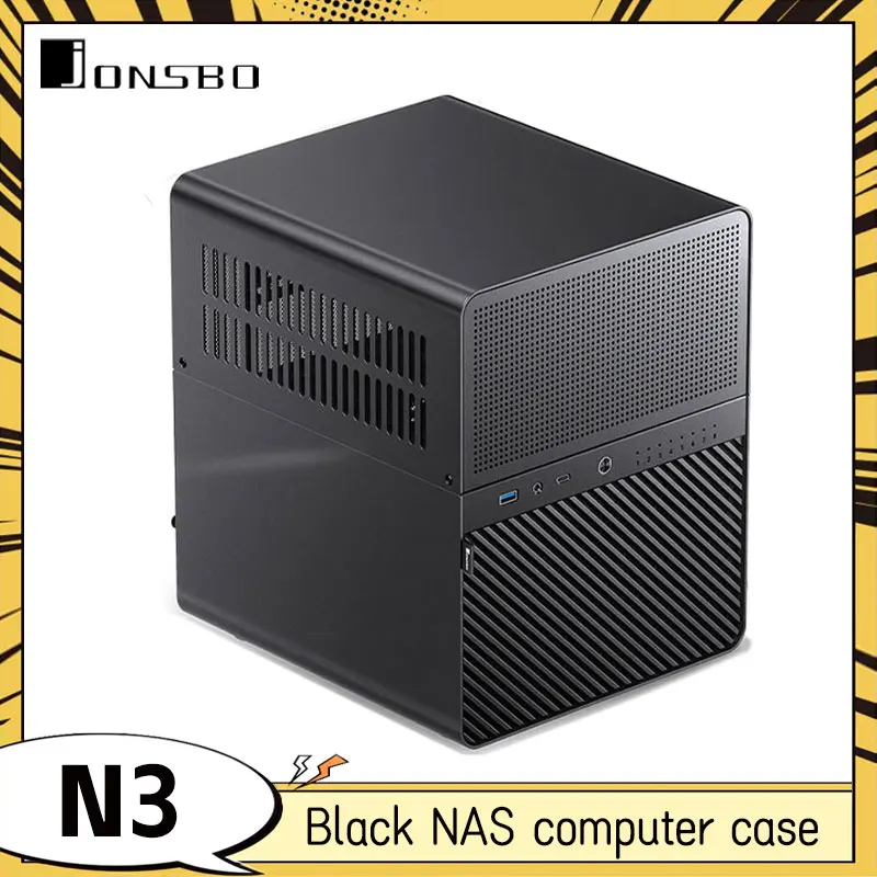 JONSBO N3 Black NAS Case ITX Motherboard Aluminum Case SFX Power Supply Upper And Lower Compartment Structure Computer Case
