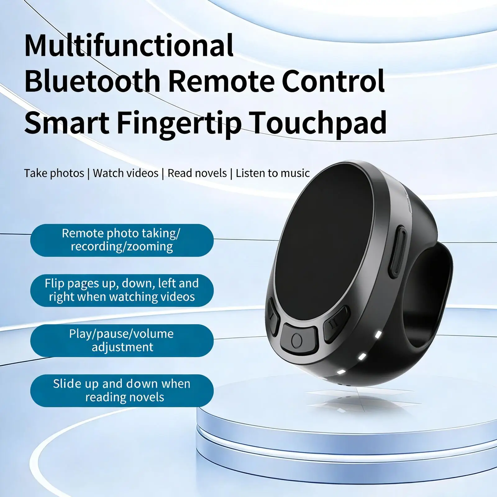 Bluetooth Air Mouse Remote With Touchpad Page Turn Volume Control Video Browse Selfie For Android IOS HarmonyOS Phone Tablet