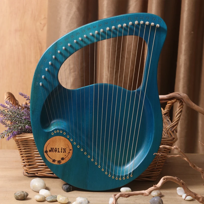 24 Strings Lyre Piano Lyre Harp Wooden Mahogany 21 Strings Harp Musical Beginner Instrument With Matching Gifts