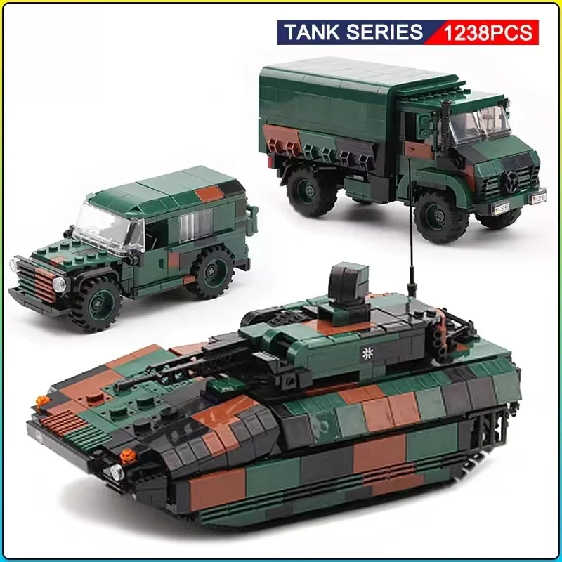 Military ww2 Cannon Assault Armored Vehicle Battle Tank Car Truck Army Weapon Building Blocks Sets Model Boys Toys for Kids Gift