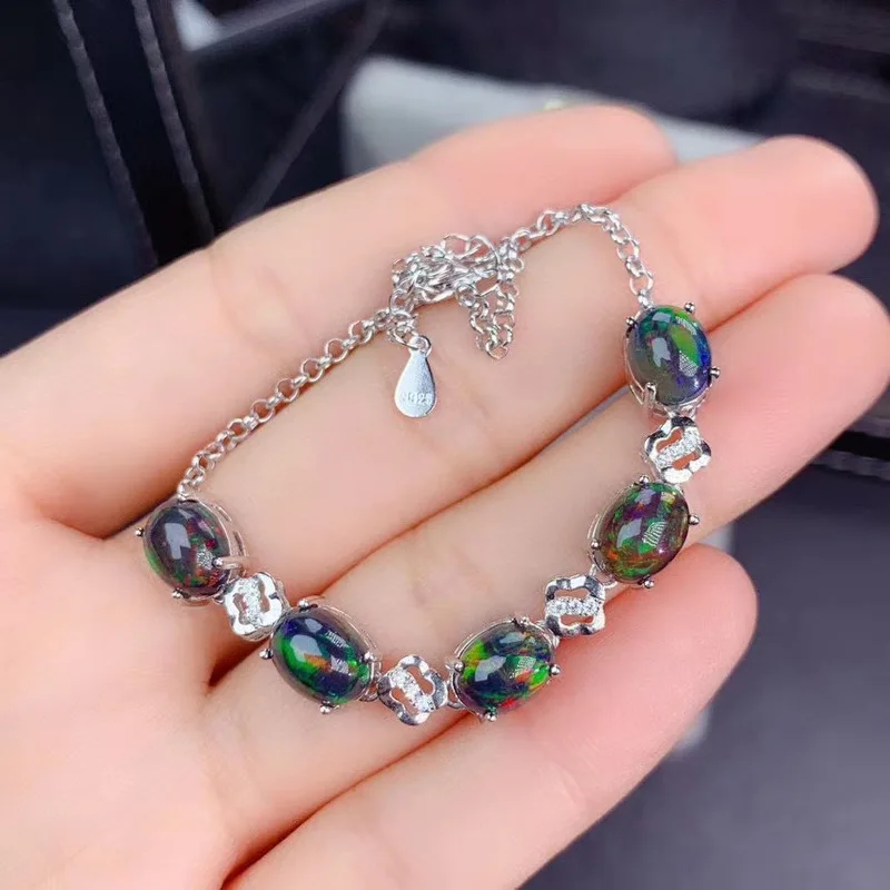 

Natural Black Opal Bracelet Genuine Sterling Silver sales with free shipping clearance sale charm bracelet