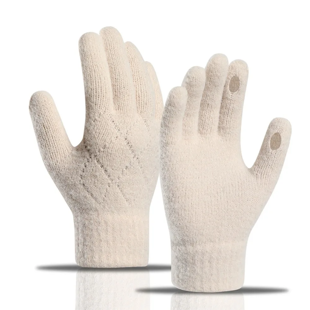 New Touchable Screen Winter Gloves Warm Knitted Touch Screen Gloves Full Finger Driving Mittens Outdoor Sports