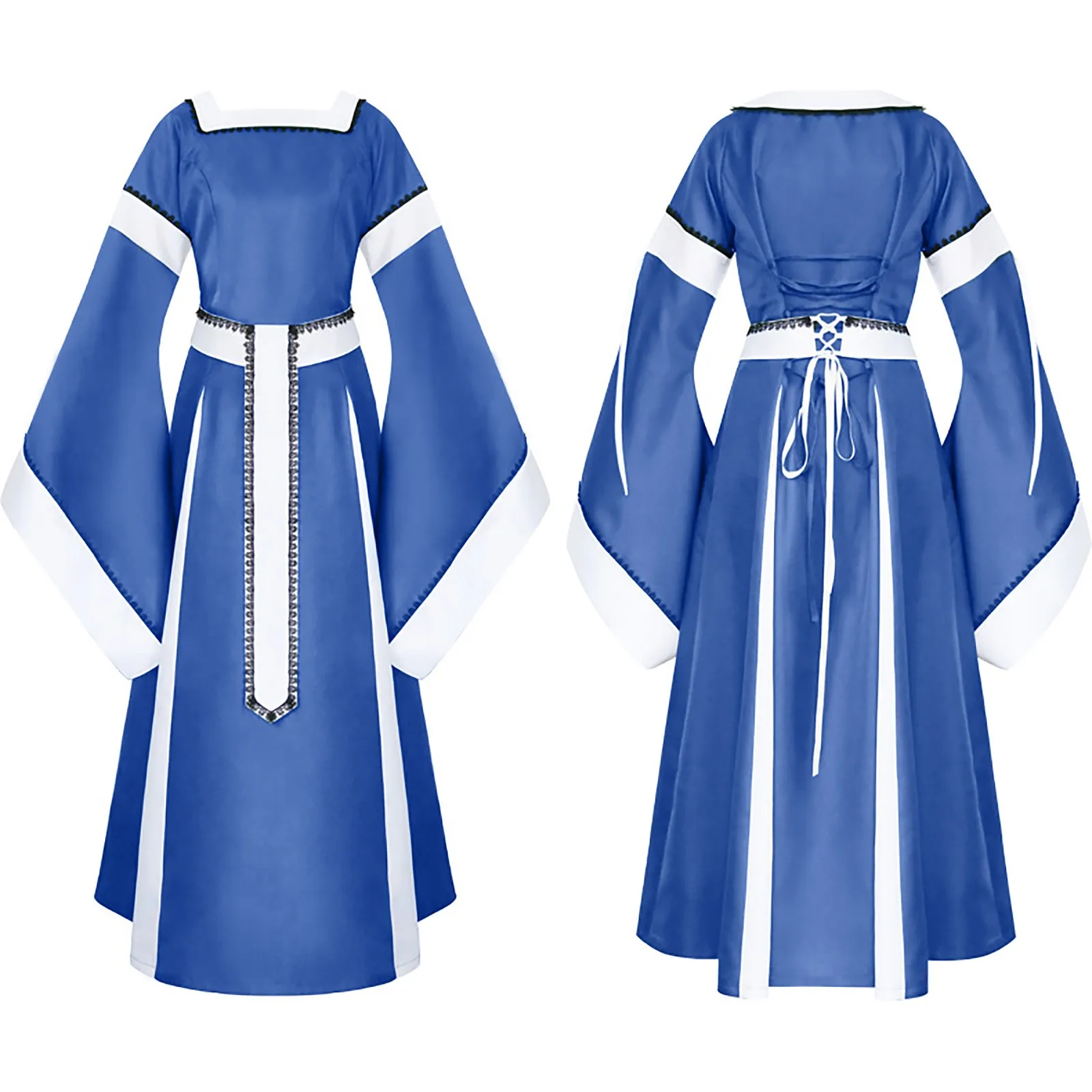 

Fashion Big Swing Vintage Long Sleeve Dress Women's Halloween Dressing Hollow Party Casual Dresses Medieval Cosplay For Women