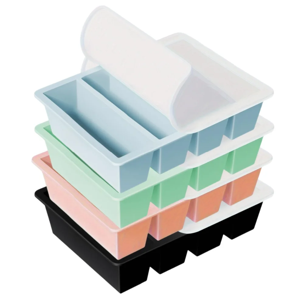 1/4 Stück großes rechteckiges Eiswürfelform-Set mit Deckel, stapelbare Gefrierschrank-Tabletts für Flaschen, Getränke, lange Würfelform, Küchenartikel