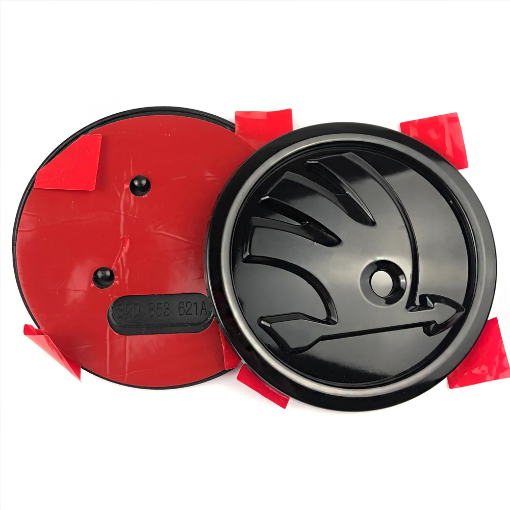 2 stücke Auto Motorhaube Abzeichen hinten Kofferraum Emblem Ersatz Aufkleber für Skoda Yeti Vris Rapid Octavia A5 A7 Kodiaq Karoq Kamiq Fabia