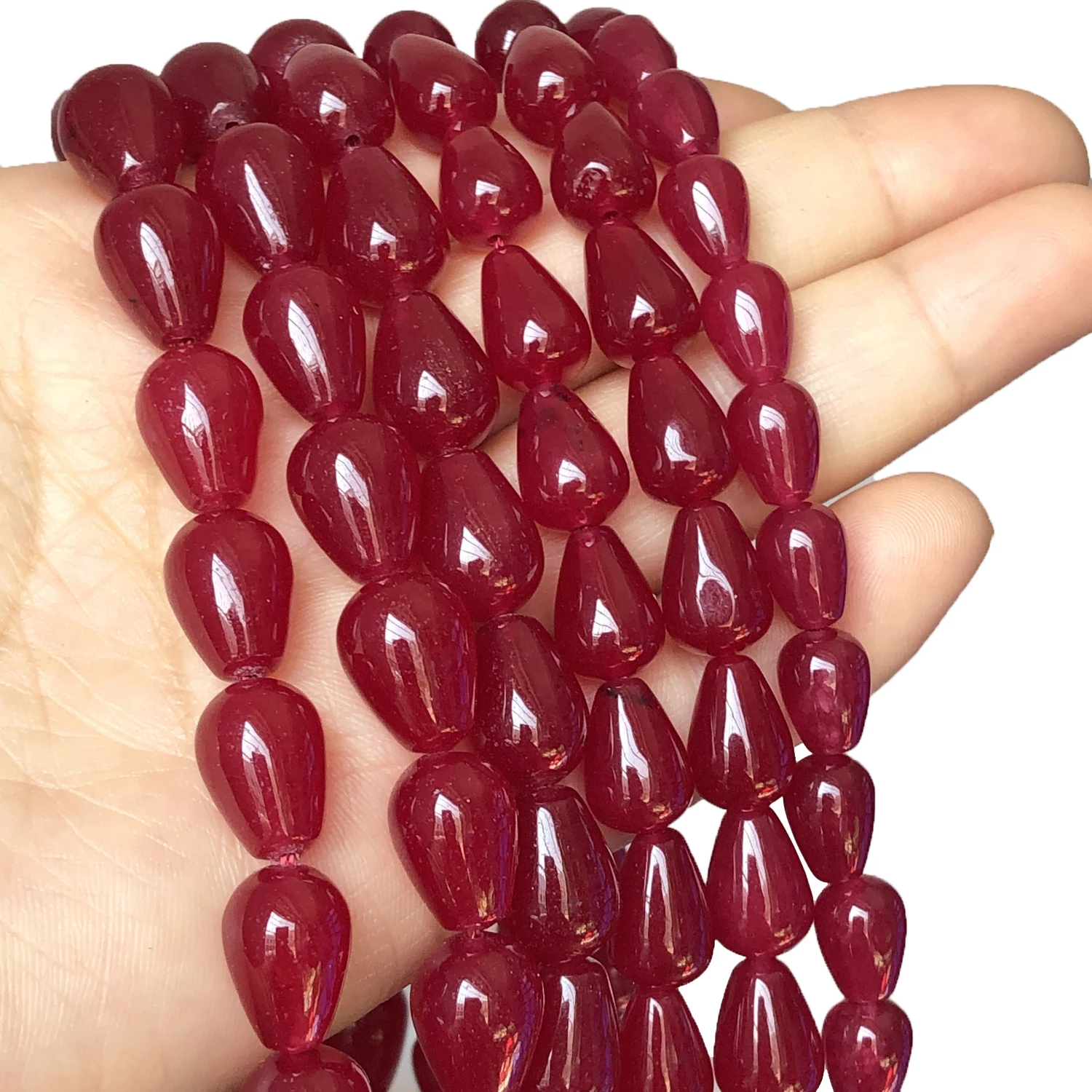 Natural Stone Water Drop Red Chalcedony Jades Beads Loose Spacer Beads For Jewelry Making Diy Energy Bracelet Necklace Earring