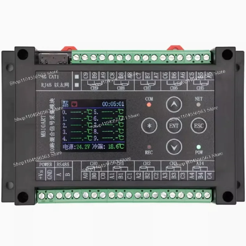 10-Channel High Precision Temperature Acquisition Modul -Compatible with PT100/PT1000 Platinum Resistors (Ethernet/MODBUS/RS485)