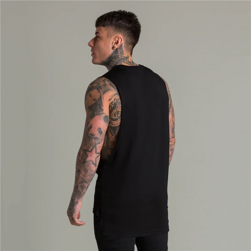 Extend Cut Off Gym Clothing Fitness Men Bodybuilding Tank Top Summer Fashion Hip Hop Workout Loose Open Side Sleeveless T Shirts