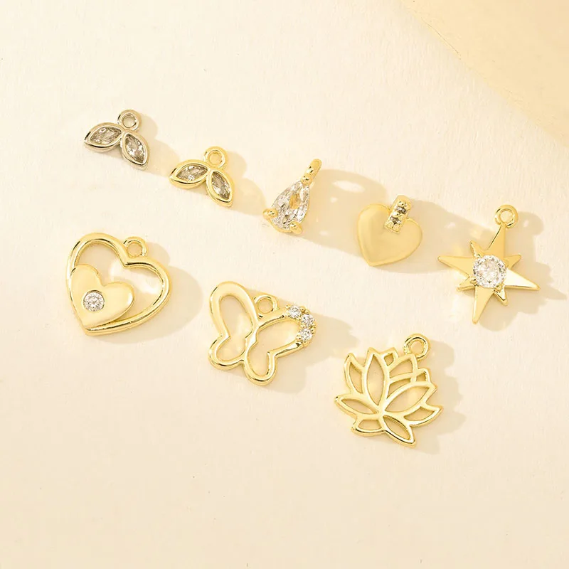 

5 шт. золотой металлический кулон с цирконом, геометрические подвески для самостоятельного изготовления ювелирных изделий, аксессуар ручной работы для ожерелья, браслета, сережек