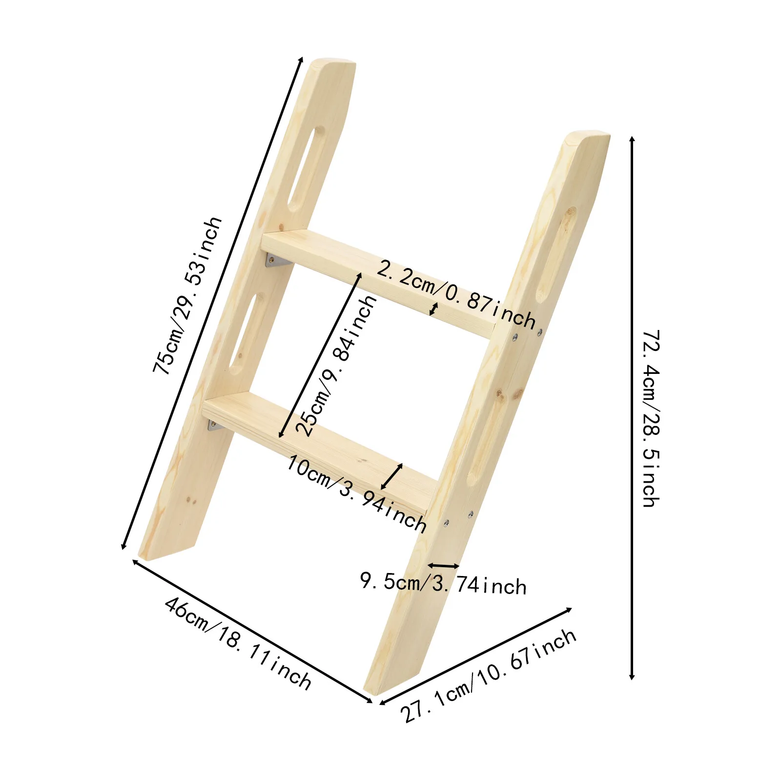 2 ขั้นตอนเตียงบันไดไม้ Universal ประหยัดพื้นที่ Motorhome บันไดยาวปีนบันได