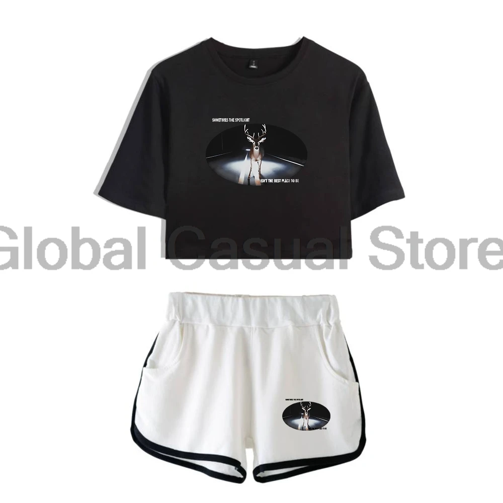 Sturniolo Triplets Spotlight 2024 New Logo Fresh Love Merch Two Piece Set Short Sleeve Navel Tee Crop Top+Shorts Women's Set