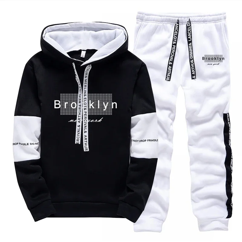 

Outdoor Sports Daily Wear Quality Spring Hot Sale Men's Casual Hooded Tracksuit Comfortable Print Single Sweatshirt & Sweatpants