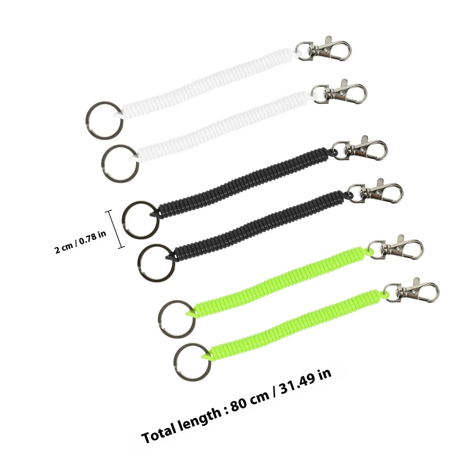 6Pcs Premium Waterproof Abrasion Resistant Stretchy Spring Coil Key Ropes Anti Lost Wrist Keychains for Outdoor Activities Keys