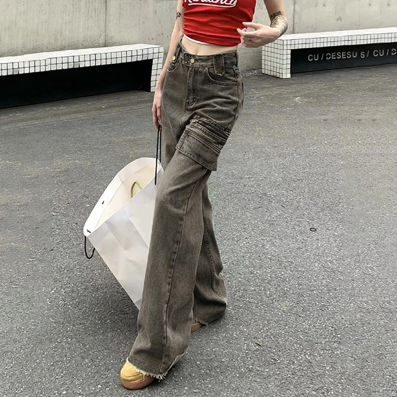 Vintage Clothes Women's Pants Streetwear Women's Jeans 2024 Trend Denim Straight Leg Jeans Woman High Waist Female Clothing