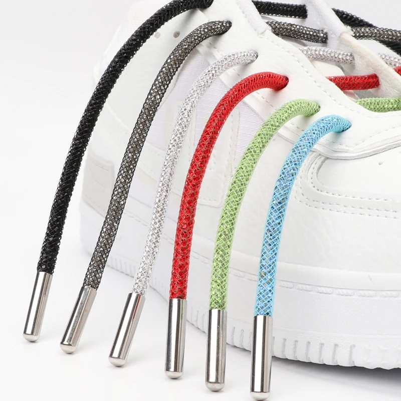 

1Pcs Luxury Rhinestone Shoelaces Rainbow Diamond Shoe lace Sneakers Laces Shoes Round Shoelace AF1/AJ 100/120/140CM DIY Strings