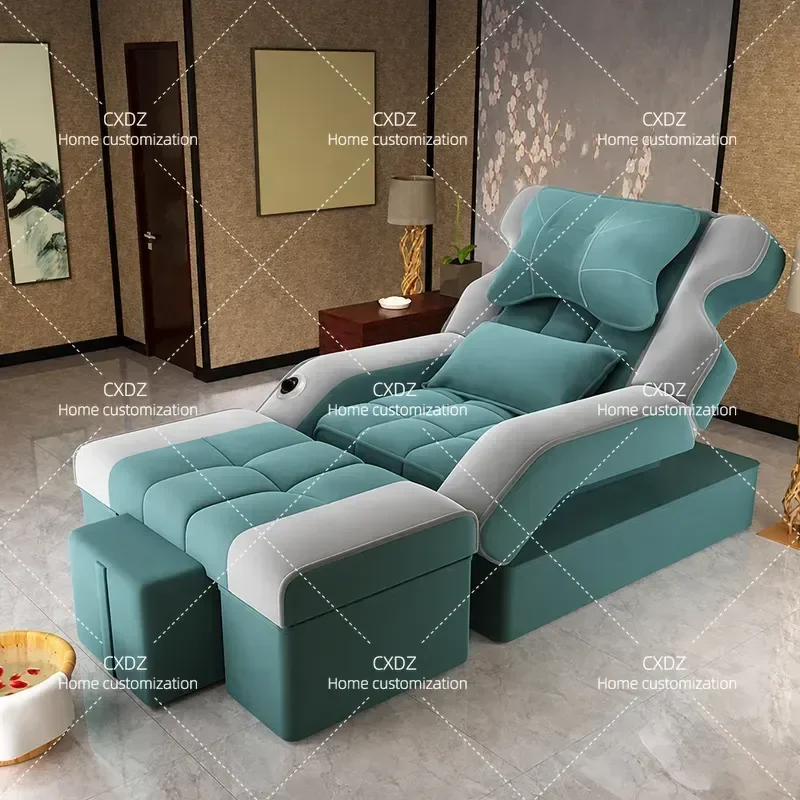 Electric Foot Massage Sofa with Integrated Foot Bath Pedicure Recliner Chair for Spa Salon Home Use Comfortable Soaking Bed
