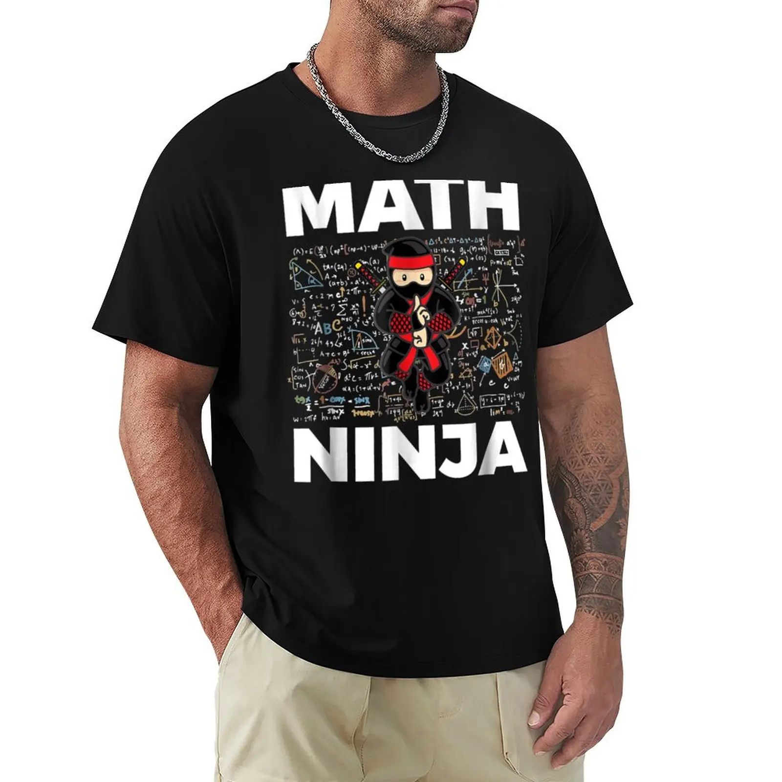 Funny Math Ninja For Mathematics Teacher Student T-Shirt Comfortable Basic Crew Neck Tee