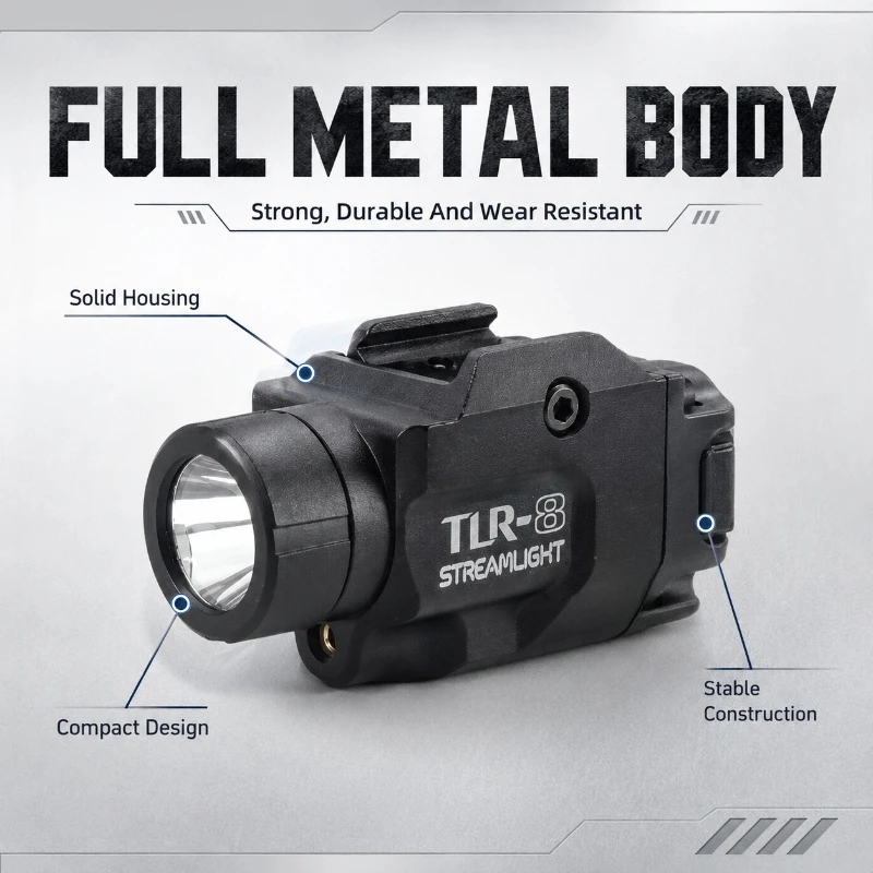Metal Under‑barrel TLR‑8 Light Module 800LM Red Green Laser Accessory with 20mm Clamp for Hobby Model