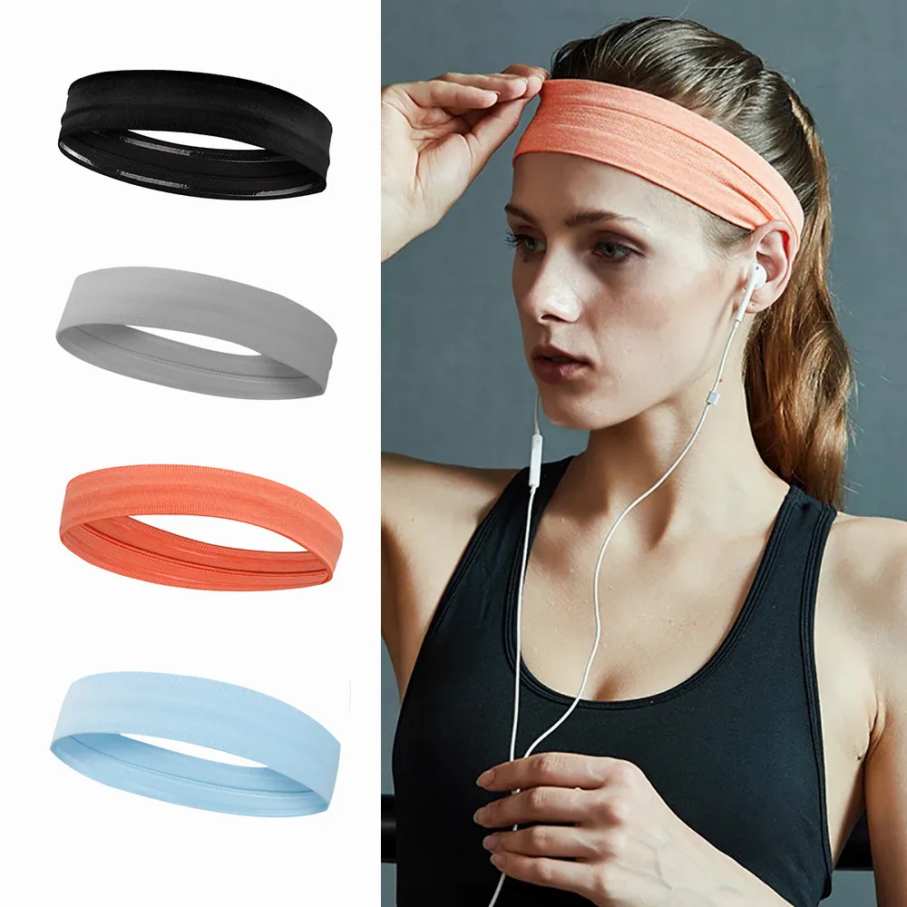 Yoga Sport Nylon Headband for women girl Thin Sweatband Non-slip Outdoor Hairband Silicone Forehead Protect Gym Running Headwrap