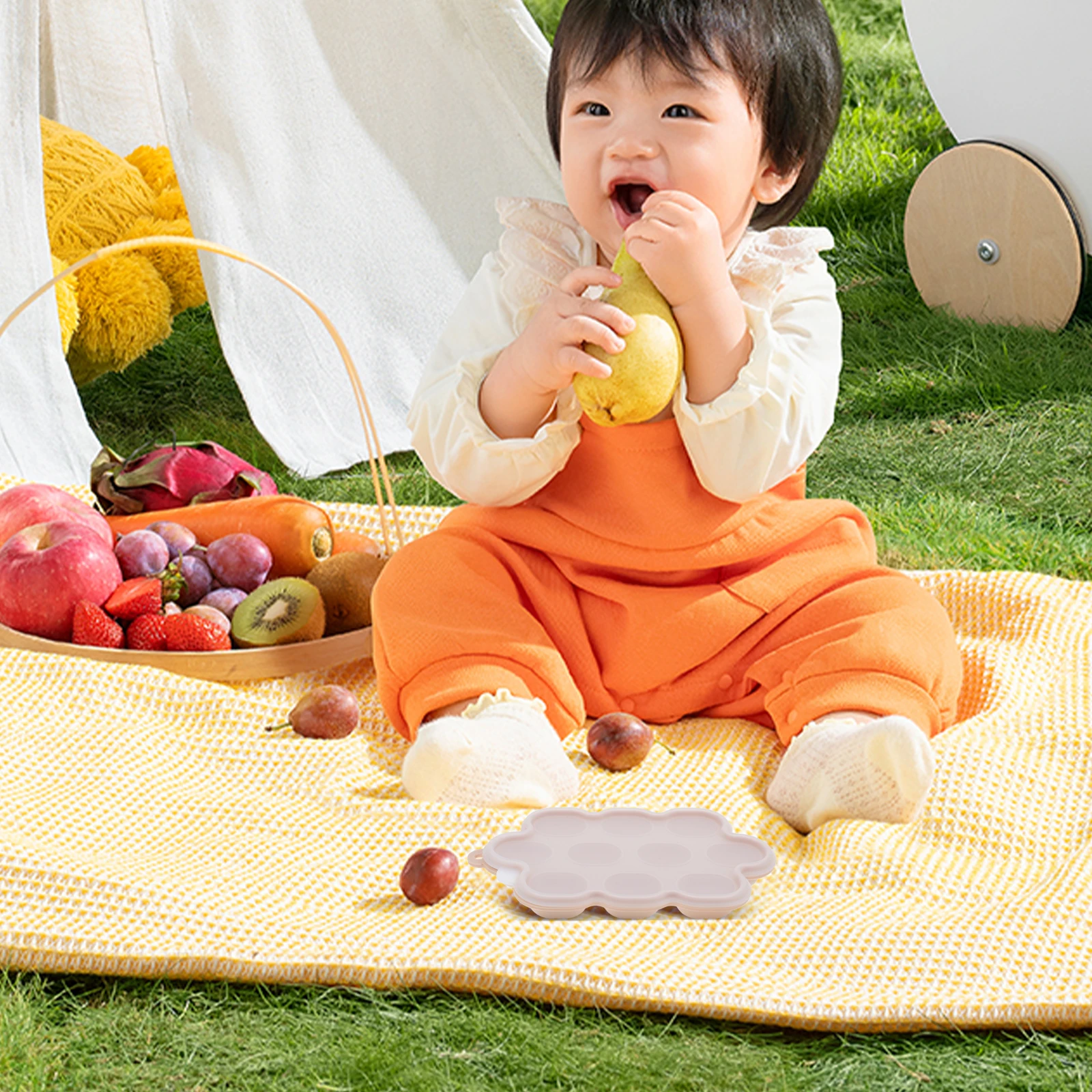 

Silicone Food Tray Breastmilk Storage Containers Freezer Plate Beige Baby