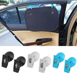 2pcs Black Plastic Car Window Sunshade Curtain Clip Glasses Card Ticket Towel Removable Suction Cup Holder