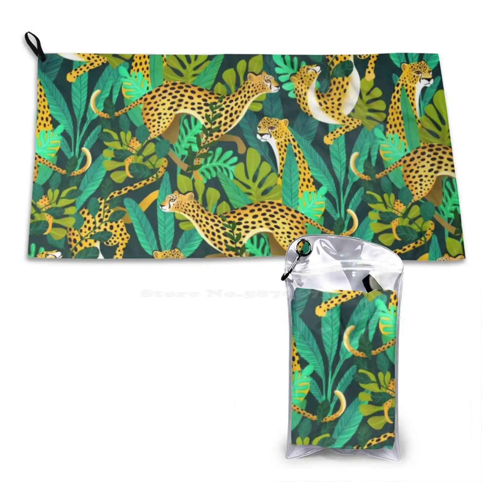 Cheetah Jade Jungle Soft Towel Pattern Washcloth Cheetah Jungle Greenery Jade Exotic Spots