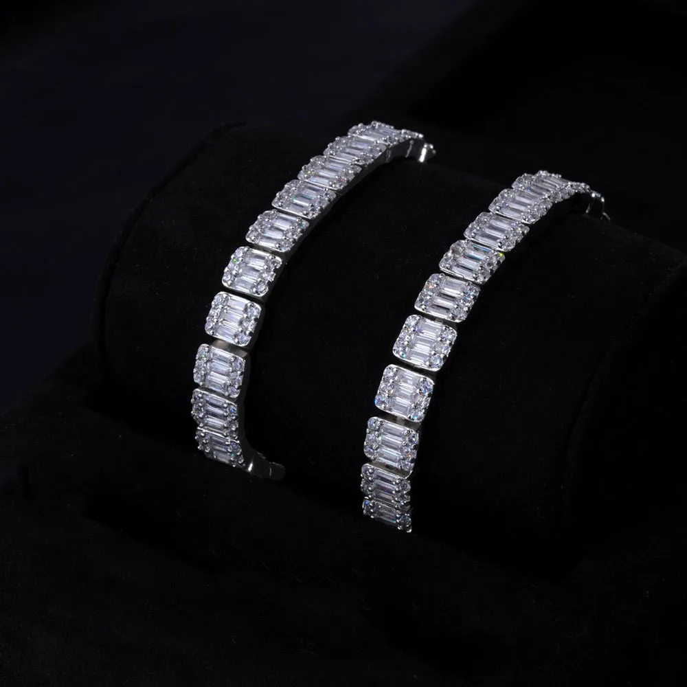 

Hip Hop Jewelry 8mm Iced Cluster Tennis Chain Men Bling Cubic Zirconia Miami Flip Button Cuban Link Necklace