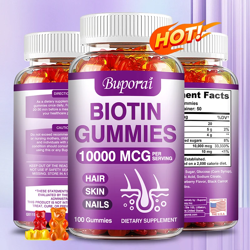 

Biotin Gummies 10000mcg - Skin, Hair and Nails Supplement, Antioxidants, Anti-Aging,Collagen Booster