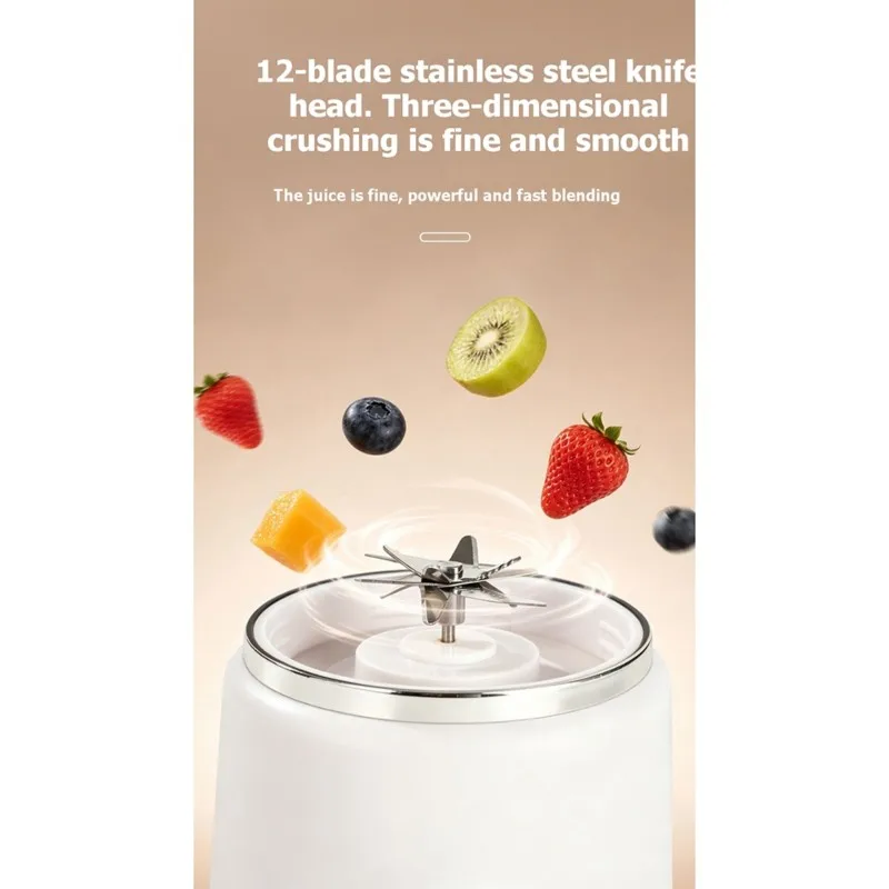 [HOT!A24R】 Portable USB Juicer Cup 12-Blade Outdoor Travel Juice Maker With LCD Display - Multi-Plug Options
