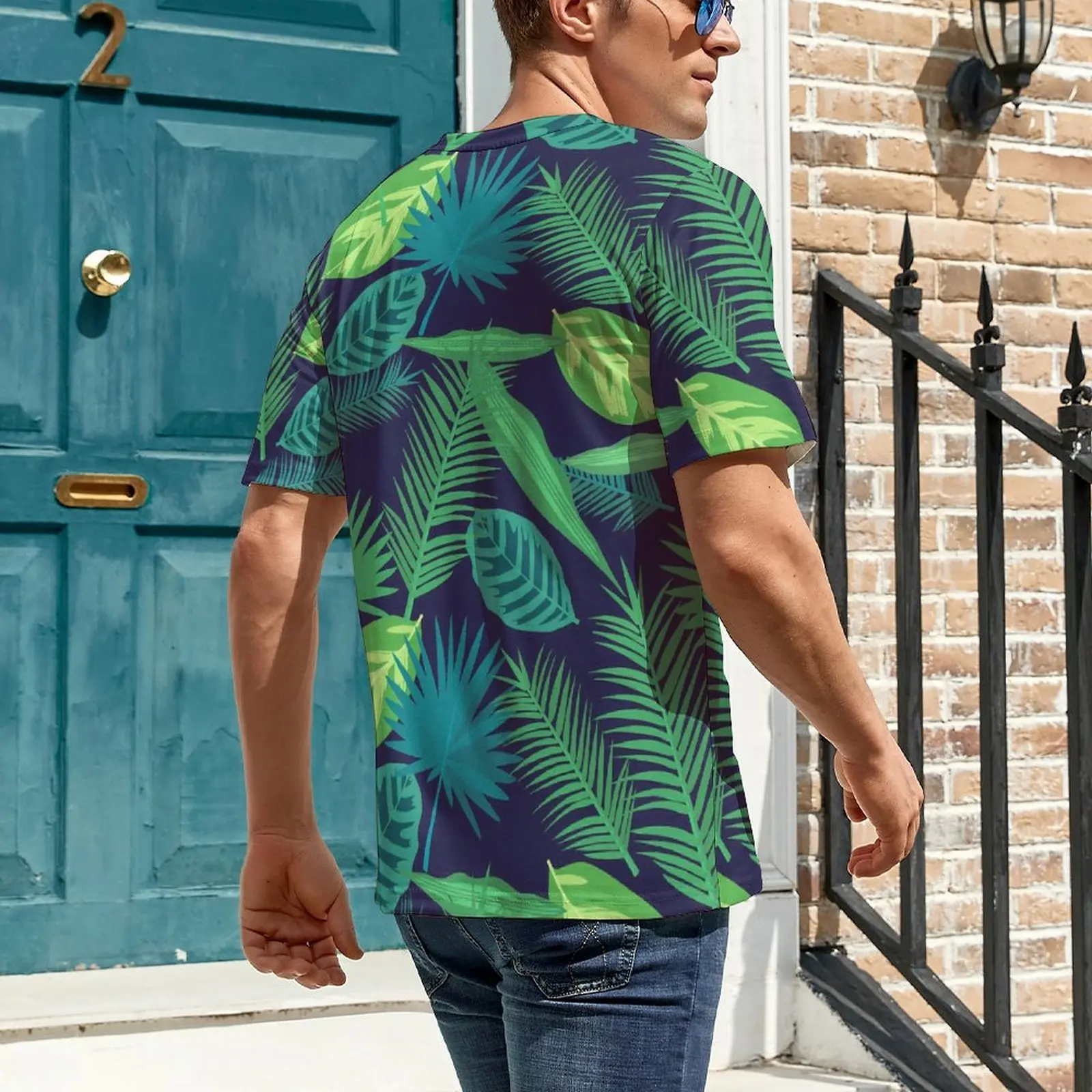 Plant Leaf Print T Shirt For Man Tropical Palm O Neck T Shirts Original Vintage Clothing Short-Sleeved Funny Big Size Tees Gift