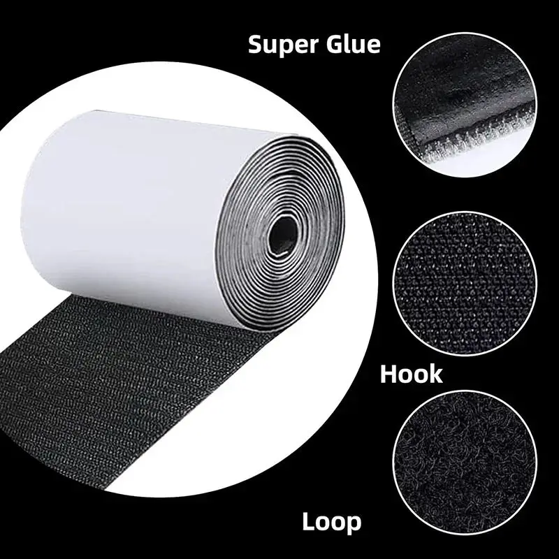 Cintas Adhesivas Mágicas de 50 mm de Ancho, Cierre de Gancho y Bucle Autoadhesivo, Cintas de Doble Cara con Pegamento, Accesorios para Manualidades, 1/5/25 m