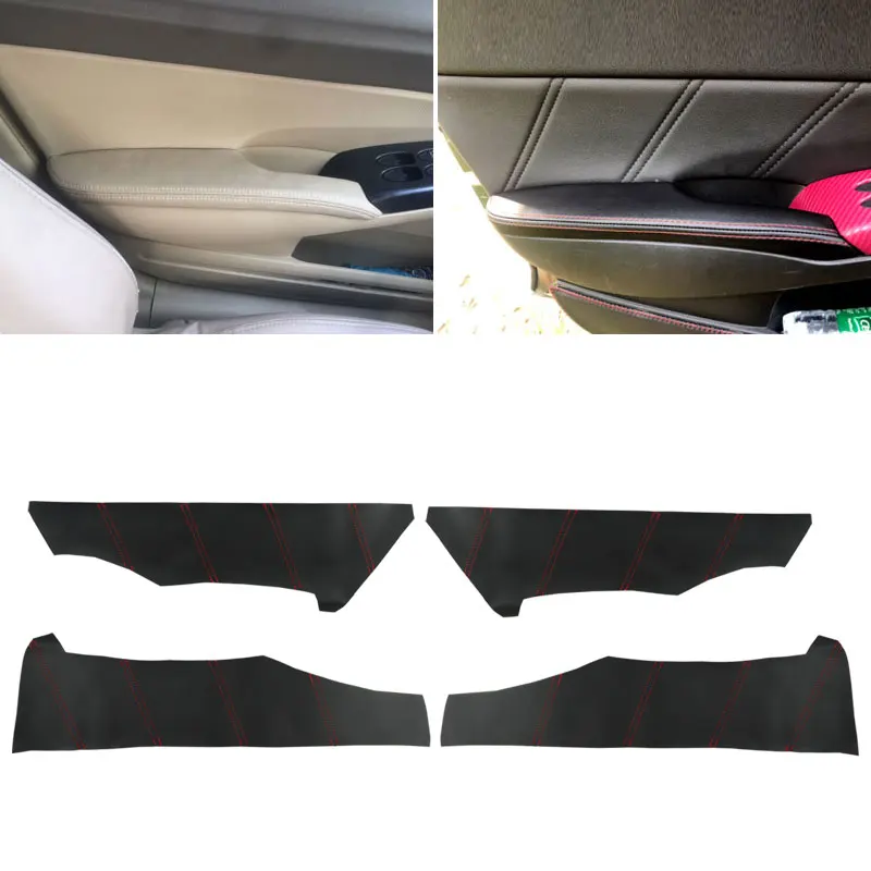 4pcs Microfiber Leather Door Panel Cover For Honda Civic 8th Gen Sedan 2006 2007 2008 2009 2010 2011 Car Door Panels Cover Trim