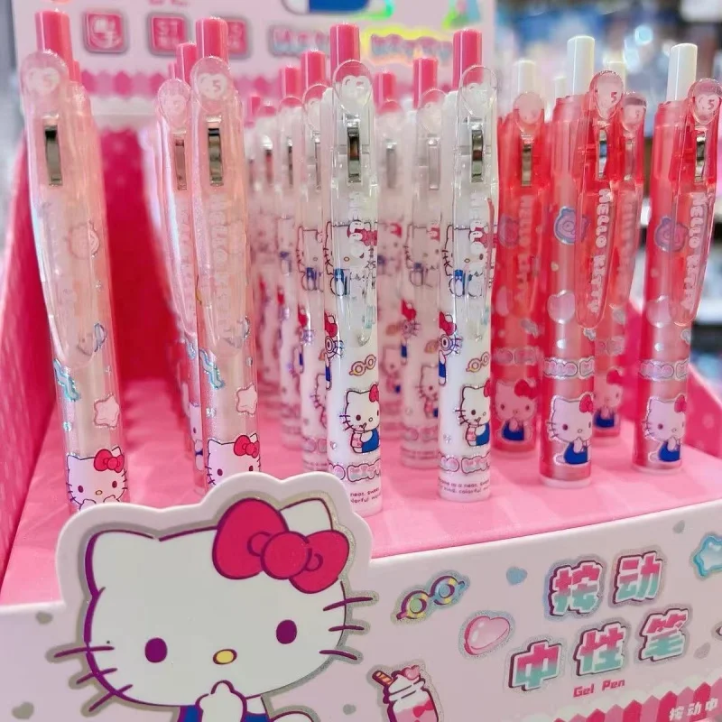 

6/36pcs Kawaii Sanrio Kitty Press Gel Pen Cute 0.5mm Black Ink Neutral Pens Promotional Gift Office School Supplies