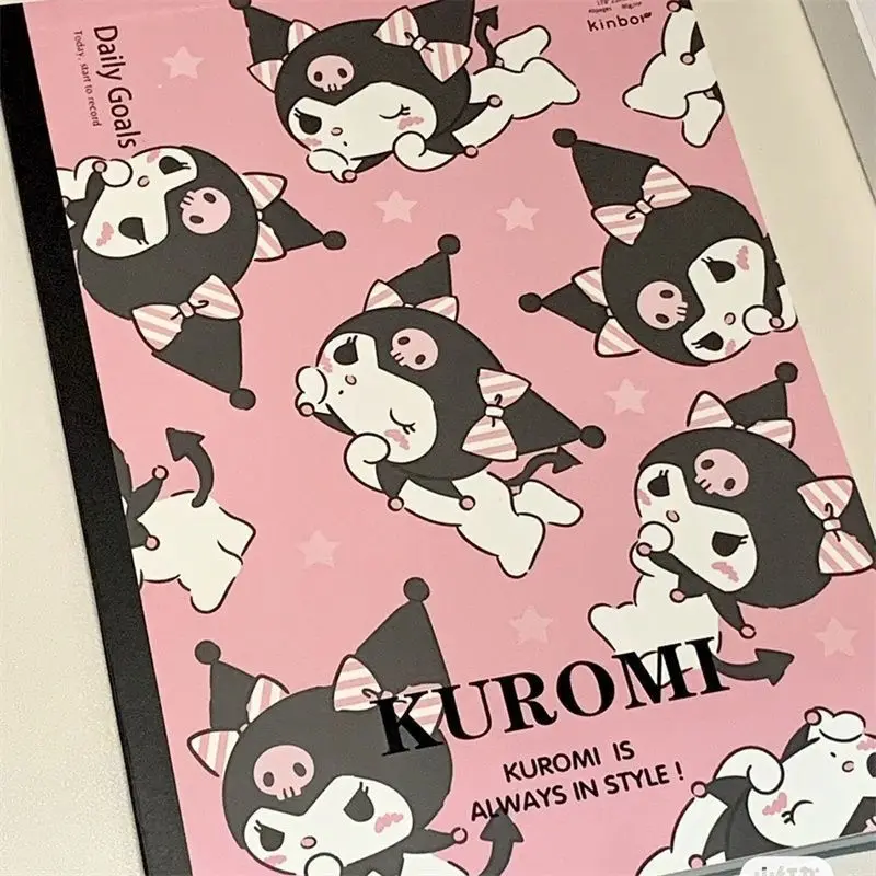 Sanrio Kuromi Cartoon Notebook B5 Grid Book Ins Girl Student Notepad Kawaii Diary Students Learning Tools Anime Gift for Kids