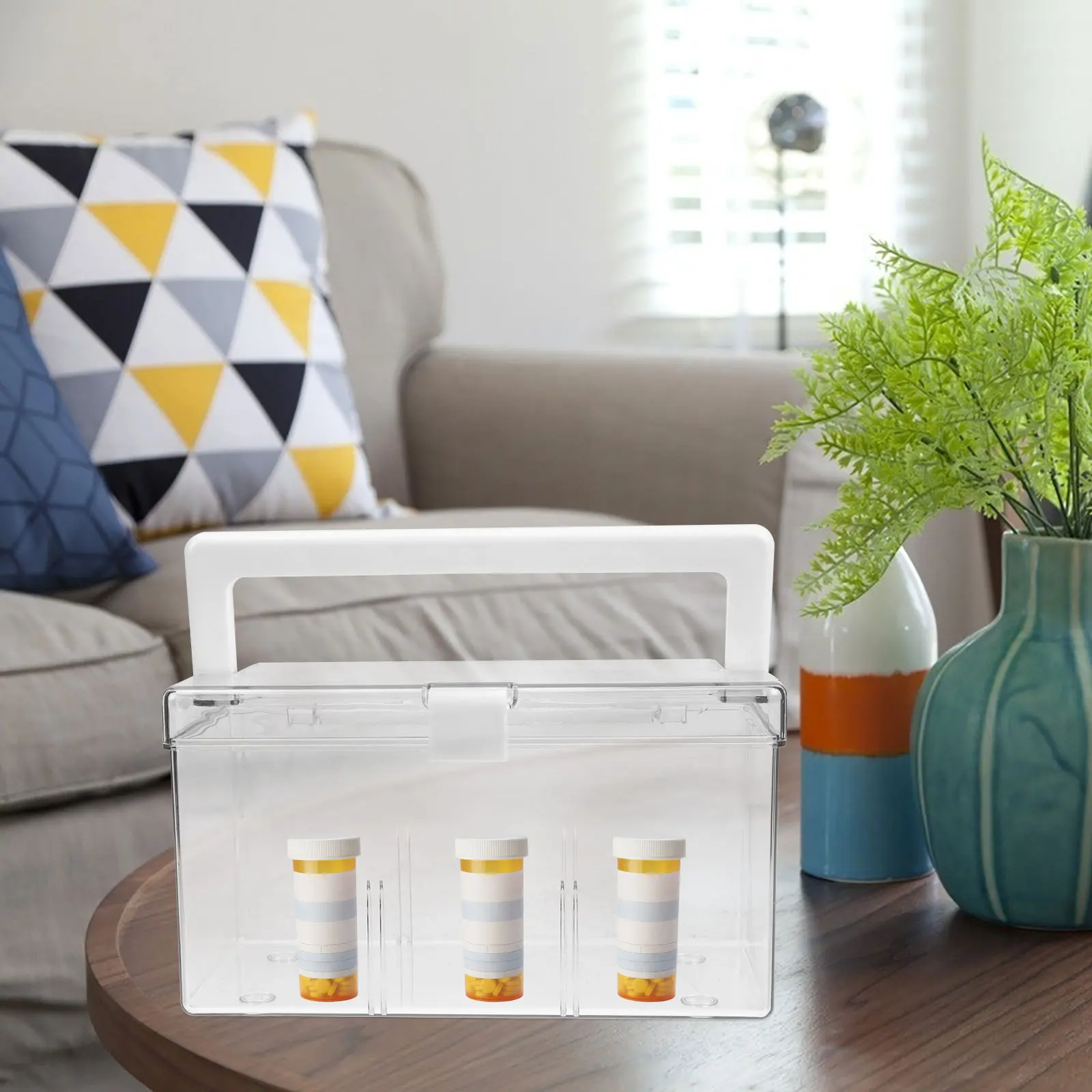 صندوق دواء بلاستيكي عائلي، صندوق إسعافات أولية محمول، منظم تخزين شفاف، خفيف الوزن، حقيبة أدوية للسفر #3