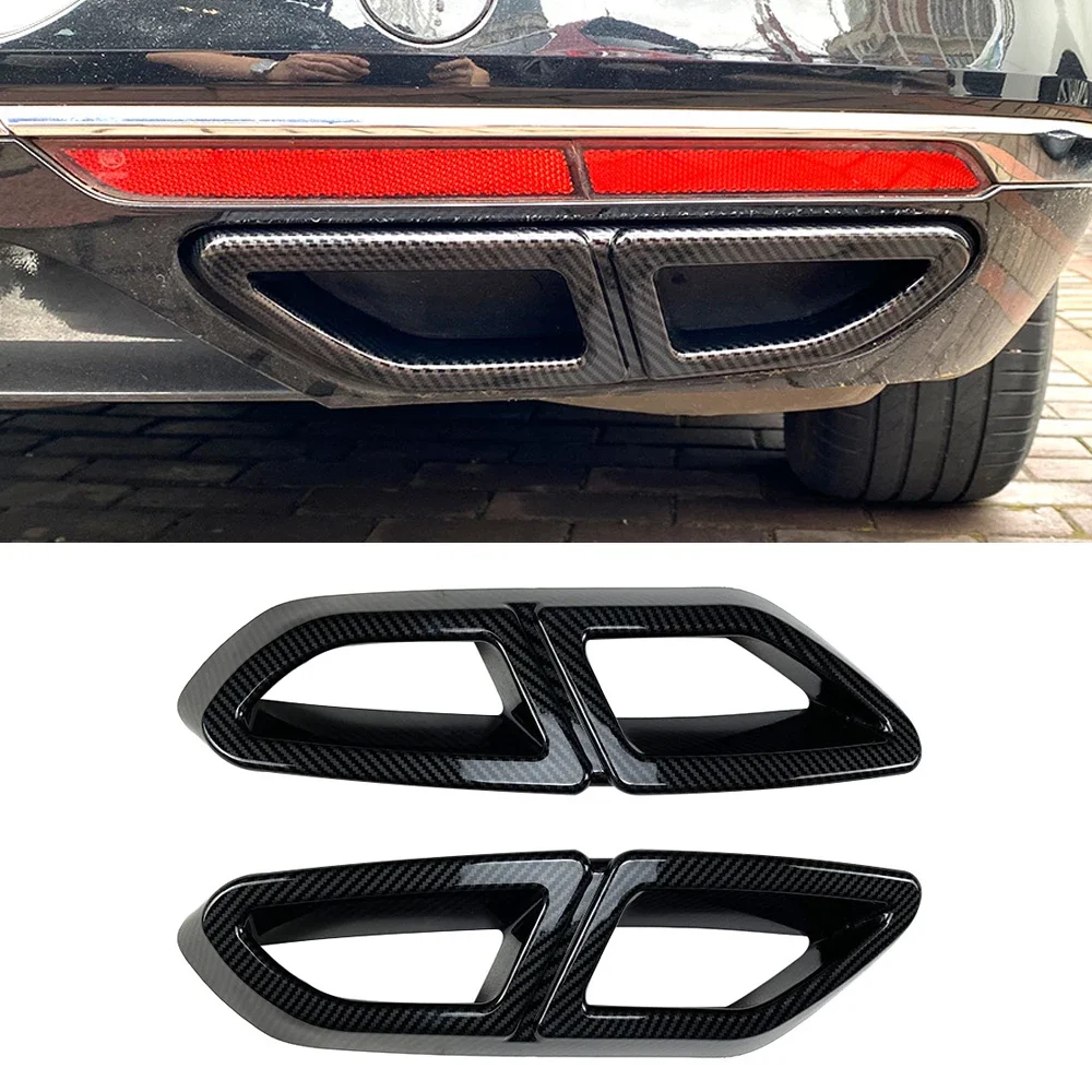 Image of Für VW Passat B8 Variante Chrom 2015 2016 2017 2019, Hochglanzschwarz, Dekoration, Vier-Auslass-Endrohr, Auspuff, Autozubehör