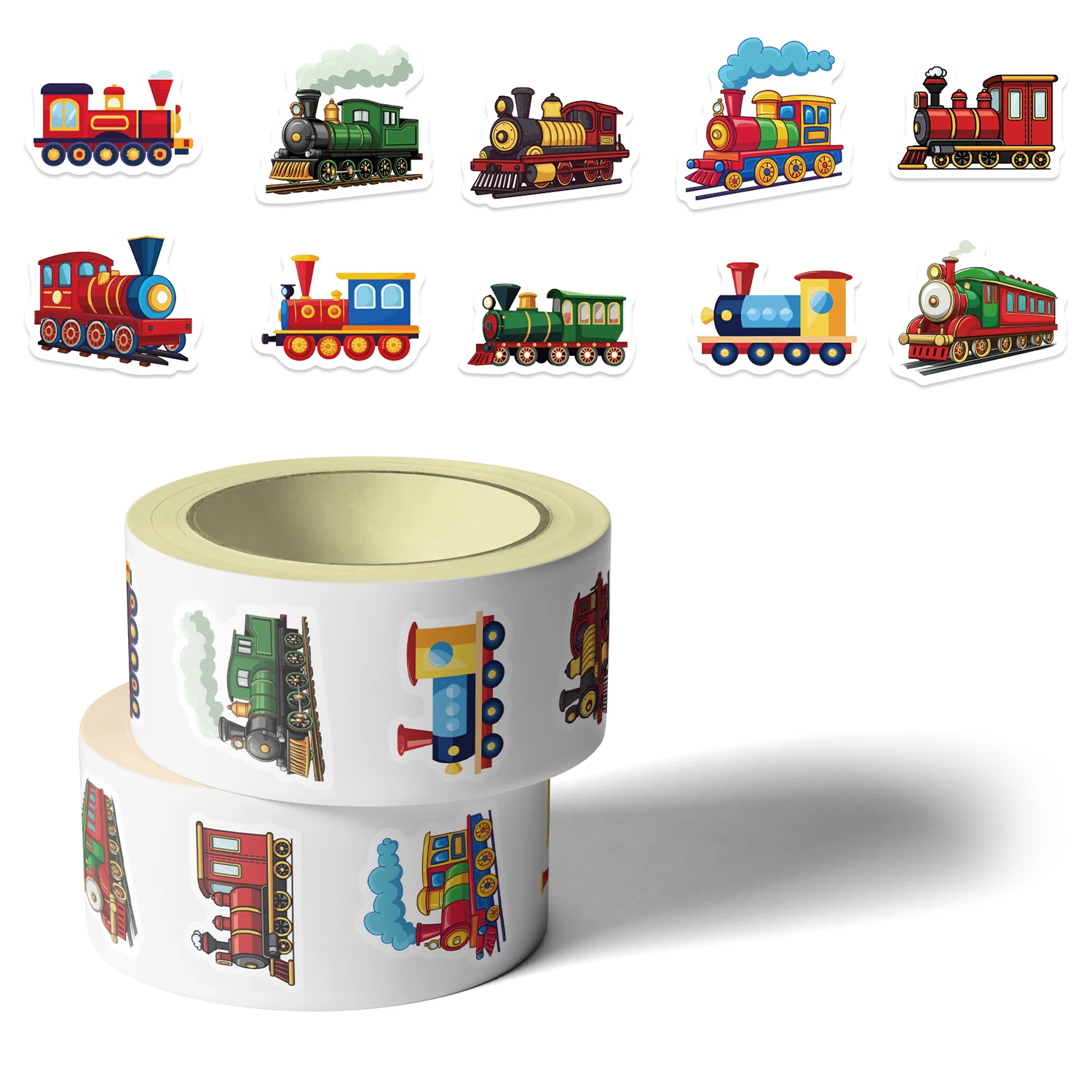 Juego de 500 Pegatinas con Temática de Trenes, Pegatinas Creativas para Diarios con Temática de Dibujos Animados y Sellos para Sobres