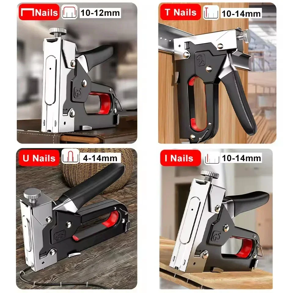 4 In 1 Manual Nailing Gun Construction Stapler Air Nail Woodworking Special Staple Book Household DIY with 800 Staple WORLDKPI