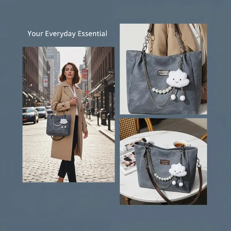 New Versatile Casual College Student Class Bag, Women's Casual Large Capacity Bag, Fashionable Commuting One Shoulder Tote Bags