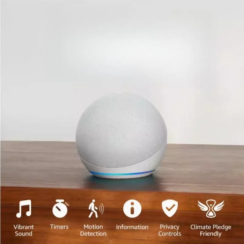 Portable Mini Smart Speaker With LED Clock Screen Handsfree Voice Control Indoor Home Sound Box